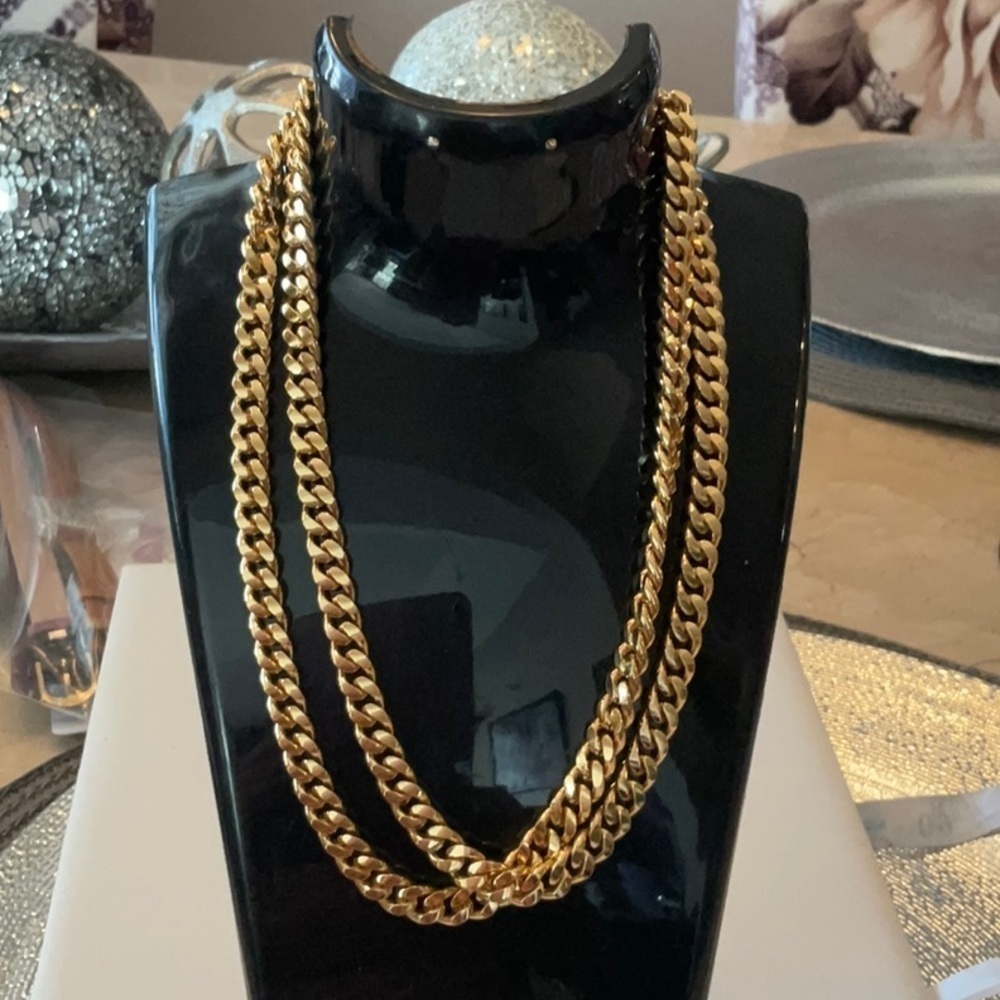 Vintage Monet Gold Chunky Flat Curb Chain 28 Inch